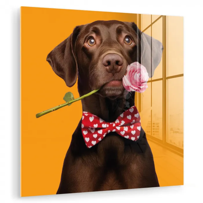 Hond - Oranje - Roos - Valentijn plexiglas 5mm klein -zzzproduct_nieuw