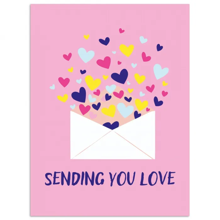 Envelop - Love - Hartjes - Valentijn poster papier klein -3d