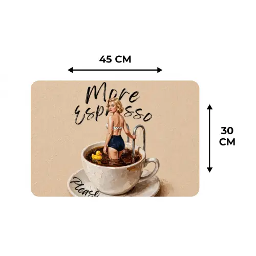 More espresso - Koffie - Eend Placemat vinyl groot -specs
