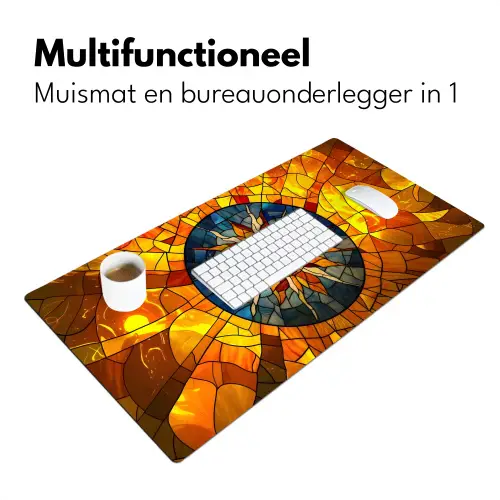 Mozaïek - Zon - Geel - Cirkel Muismat XXL klein -sfeer4