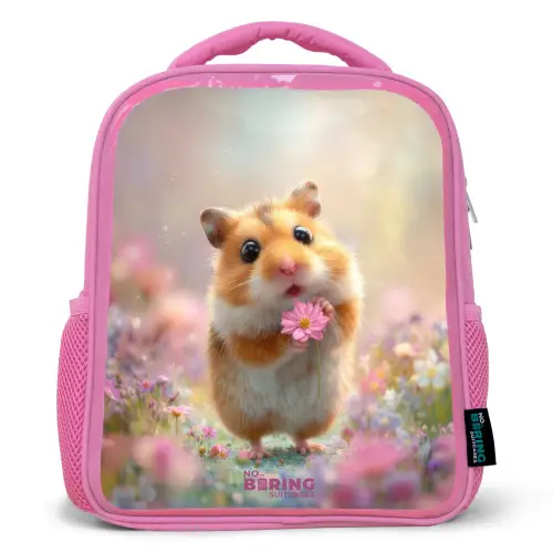 Hamster - Bloem - Natuur - Dier Kinderrugzak - Roze middel -3d