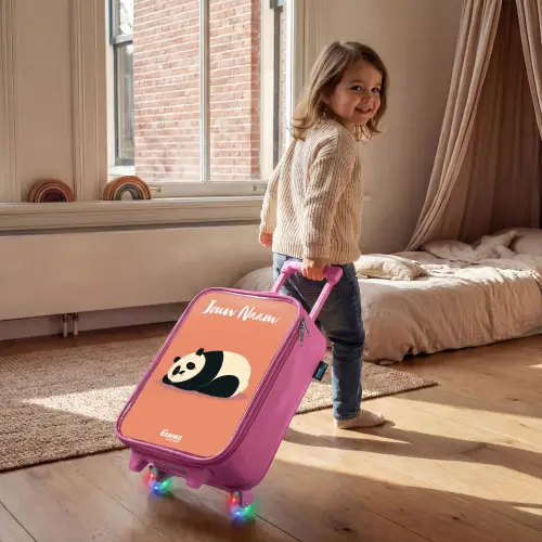 Panda - Slapen - Oranje Kinderkoffer - Roze klein -sfeer1