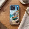 Boten - Rotsen - Zee - Zon Telefoonhoesje iPhone 17 Pro klein -sfeer1