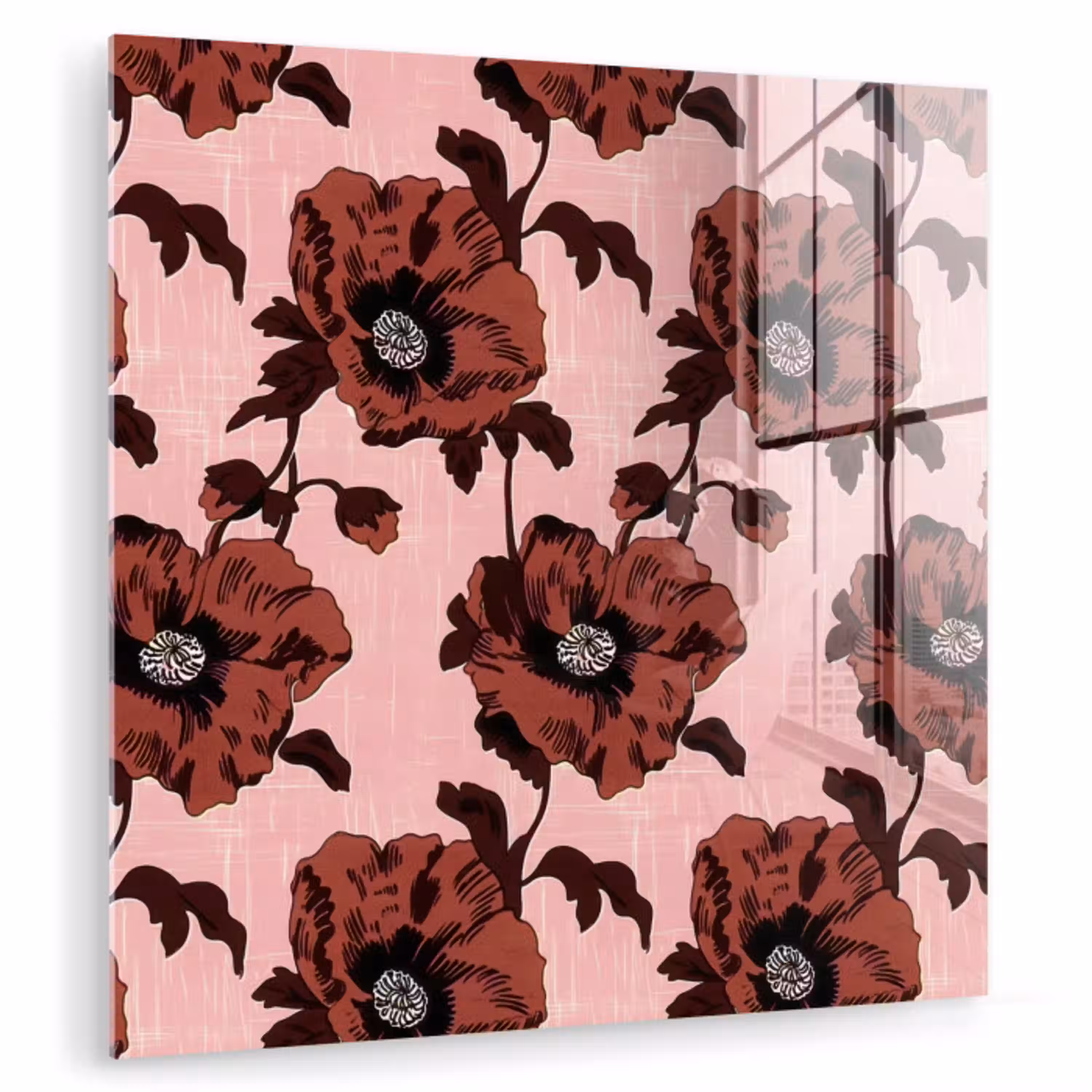 Bloemen - Retro - Rood plexiglas 5mm klein 11 -zzzproduct_nieuw