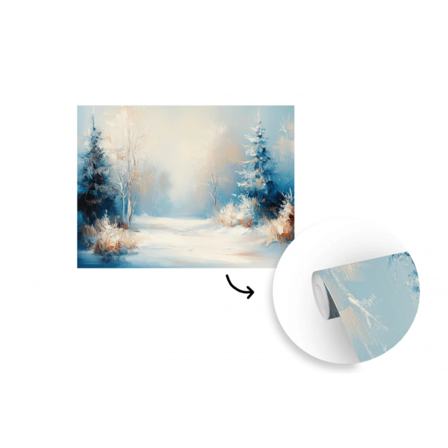 Bos - Winter - Natuur - Abstract - Sneeuw fotobehang vinyl groot -3d