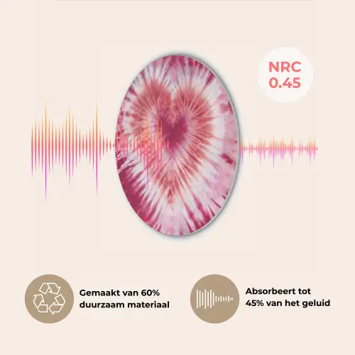 Hartvorm - Roze - Tie dye Akoestische PET Vilt - Rond klein -USP_NL