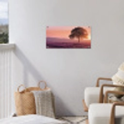 Boom - Heide - Zonsopgang tuinposter los doek klein -sfeer8