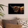 Schotse Hooglander - Horens - Zwart - Dieren - Natuur - Wild - Koe canvas 2cm klein -sfeer1