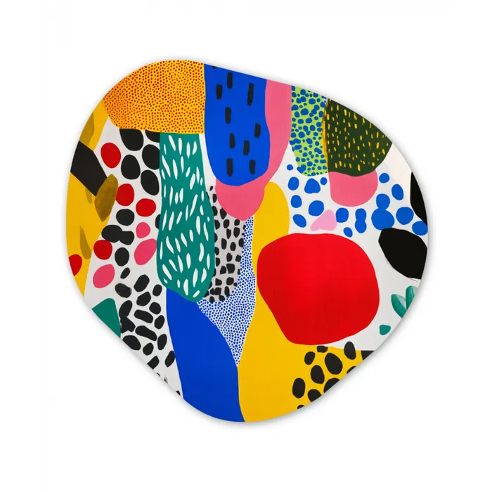 Stippen - Vormen - Modern - Kleuren Wandcirkel Organisch Plexiglas middel -3d