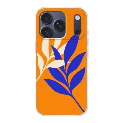Takken - Bladeren - Minimalistisch - Blauw Telefoonhoesje iPhone 17 Pro klein -3d