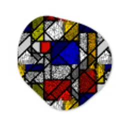 Mondriaan - Glas in lood - Oude Meesters - Kunstwerk - Abstract - Schilderij Wandcirkel Organisch Forex 3mm klein -3d