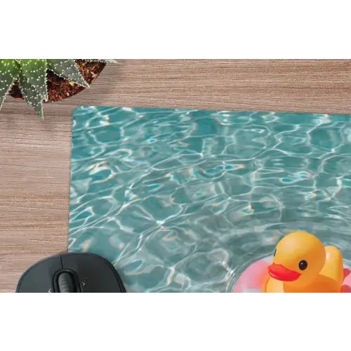 Badeend - Zwemband - Geel muismat rubber klein -closeup
