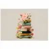 Boeken - Stapel - Bloemen - Kleurrijk poster papier klein -3d