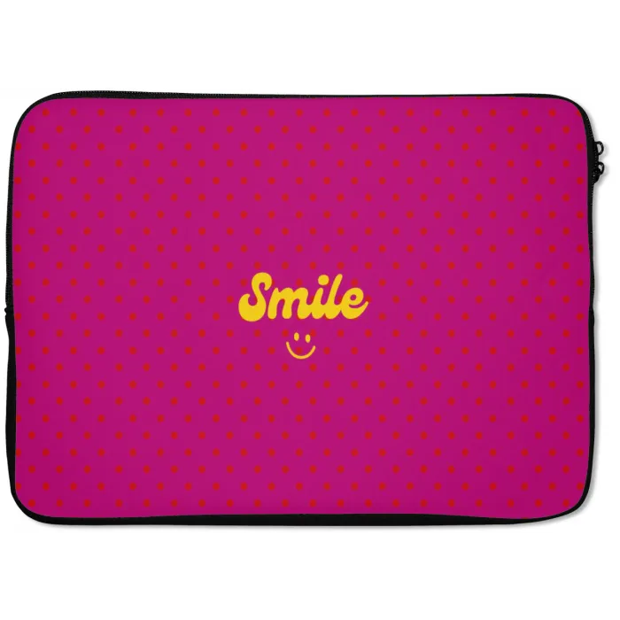 Smile - Stippen - Roze laptophoes neopreen klein -zkaufland3dotto
