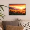 Zonnebloemen - Zonsondergang - Landschap canvas 2cm klein -sfeer1
