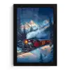 Trein - Kerst - Sneeuw - Kersttrein fotolijst zwart zonder passe partout klein -3d