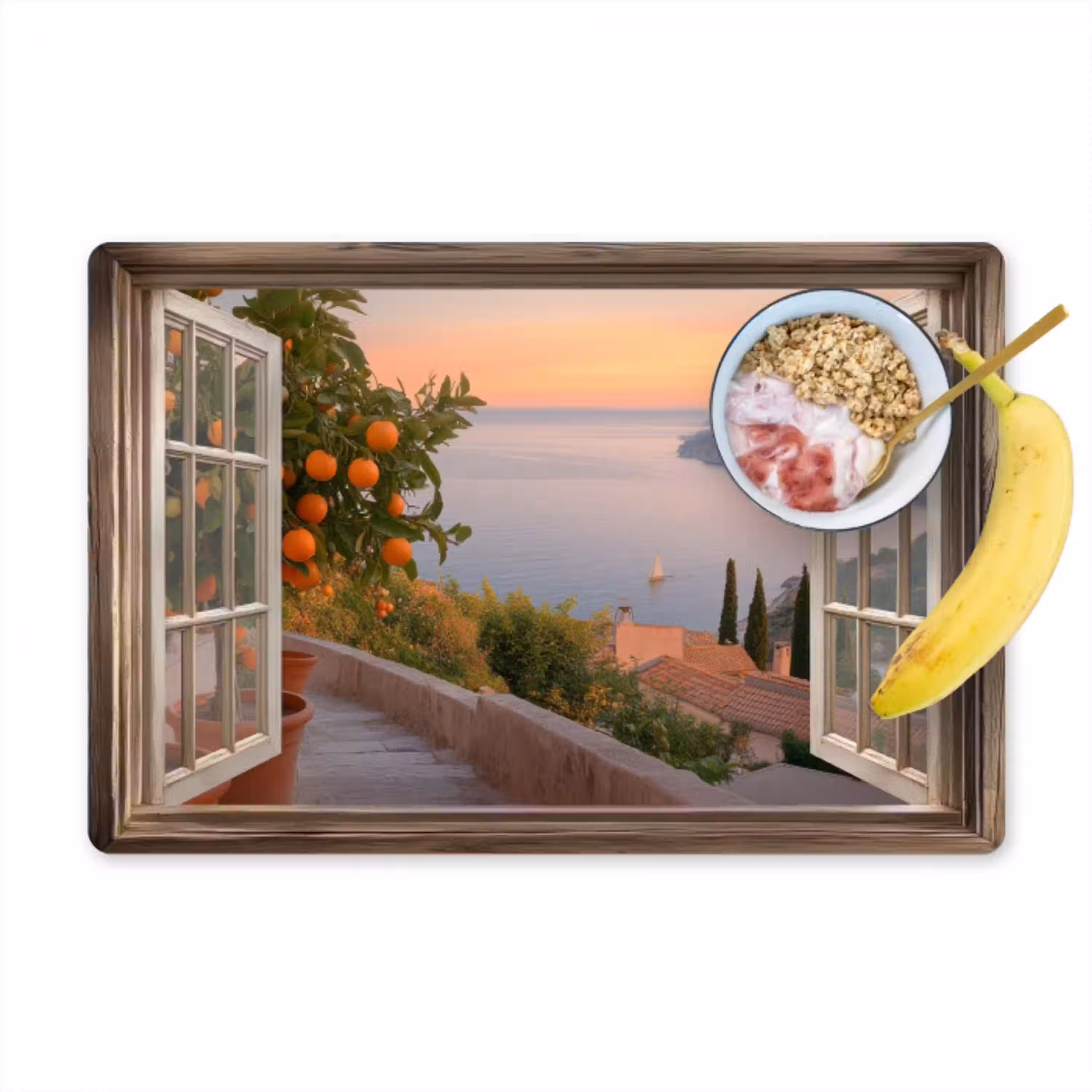 Doorkijk - Uitzicht - Meer - Landschap Placemat vinyl groot -zzzproduct_Kitchenyeah-website