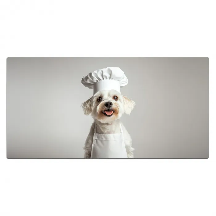 Hond - Wit - Kok Muismat XXL klein -3d_leeg