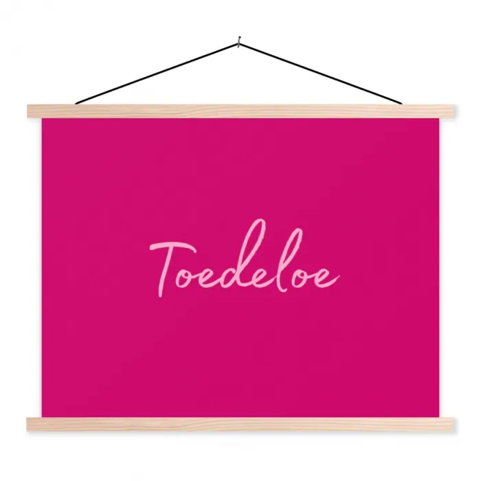 Toedeloe - Roze textielposter latten blank klein -3d