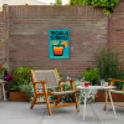 Illustratie - Tequila - Glas - Blauw Tuinposter op houten frame 2 cm dik klein -sfeer3