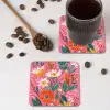 Roze - Bloemen - Wit - Oranje onderzetter kurk middel -sfeer2