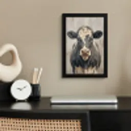Koe - Portret - Dieren - Modern fotolijst zwart zonder passe partout klein -sfeer1