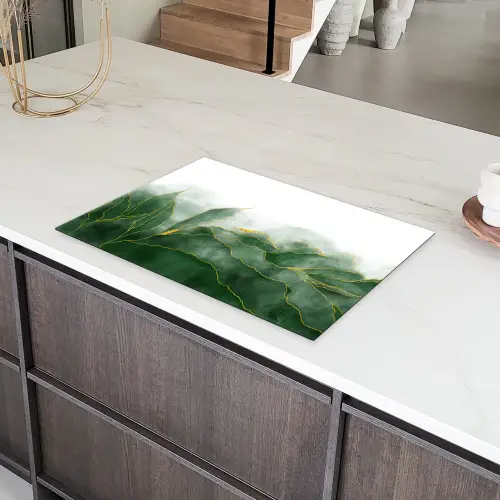 Marmer - Groen - Luxe - Goud - Marmerlook Inductie beschermer vinyl 3mm klein -sfeer8