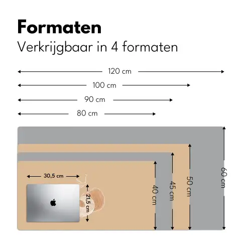 Perzik - Lijntekening - Pit - Beige Muismat XXL klein -sfeer5