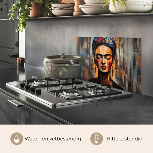 Portret - Vrouw - Bloemen keuken achterwand spatscherm klein -usp_NL