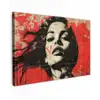 Graffiti - Vrouw - Rood - Street art - Banksy canvas 2cm klein -z3d