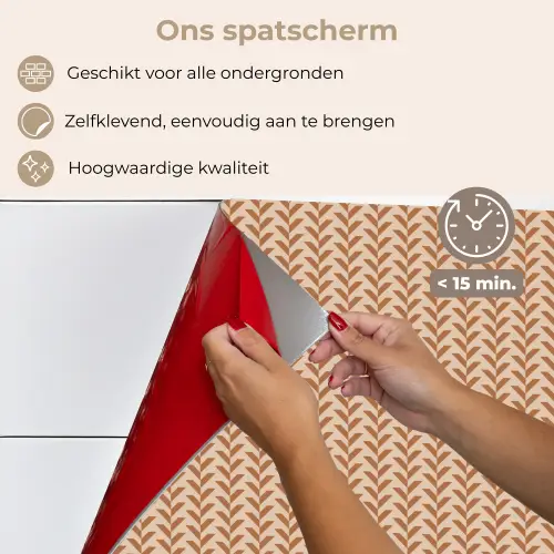 Plaid - Patroon - Bladvorm - Bruin keuken achterwand spatscherm klein 900 -spatscherm_NL