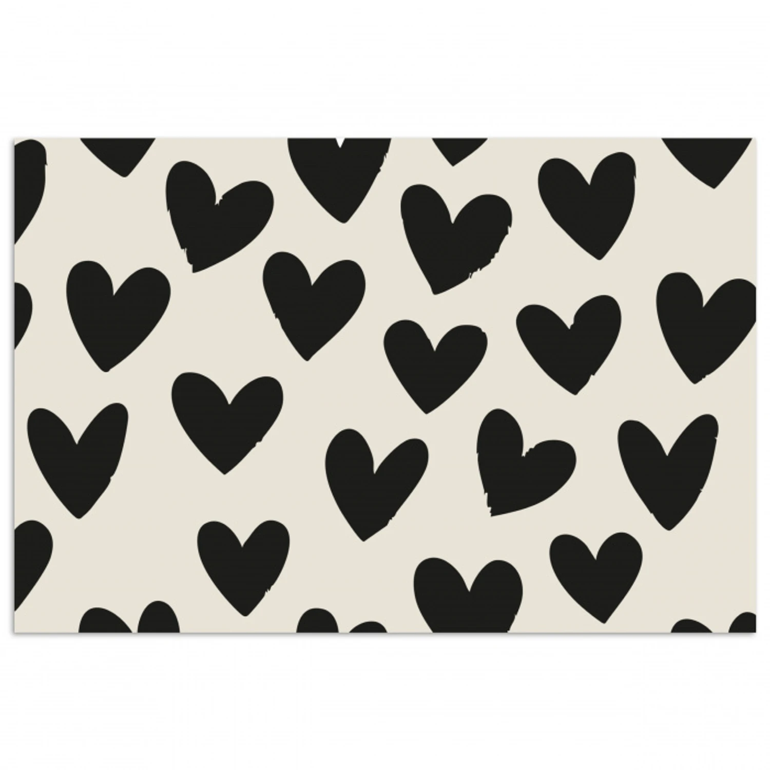 Hartjes - Zwart - Beige poster papier klein -3d