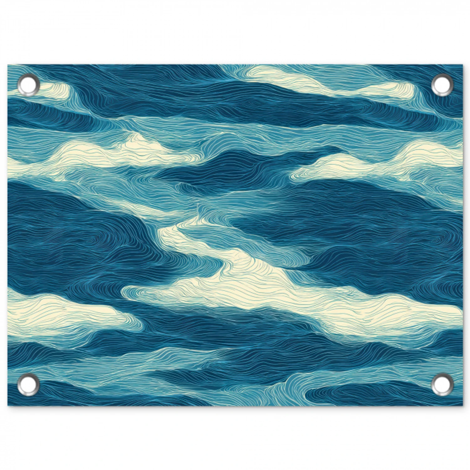 Golven - Abstract - Patroon - Blauw - Wit tuinposter los doek klein 239 -3d