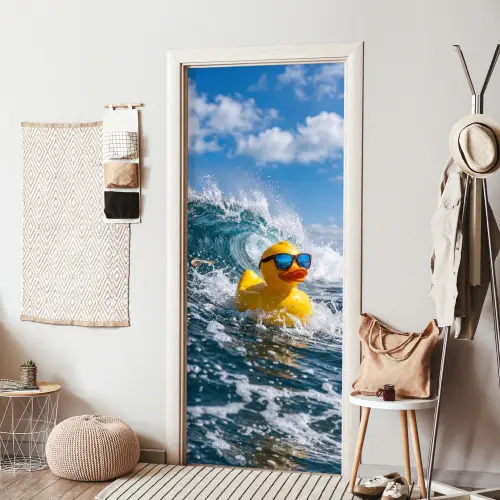 Badeend - Stoer - Golven deurposter klein -sfeer6