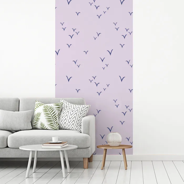 Lila - Vogels - Blauw fotobehang vinyl groot 64 -woonkamer