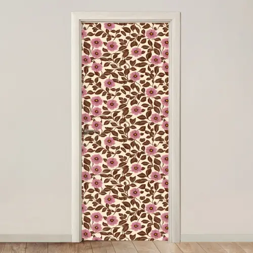 Bloemen - Bladeren - Kleurrijk deurposter klein 289 -3d_beige