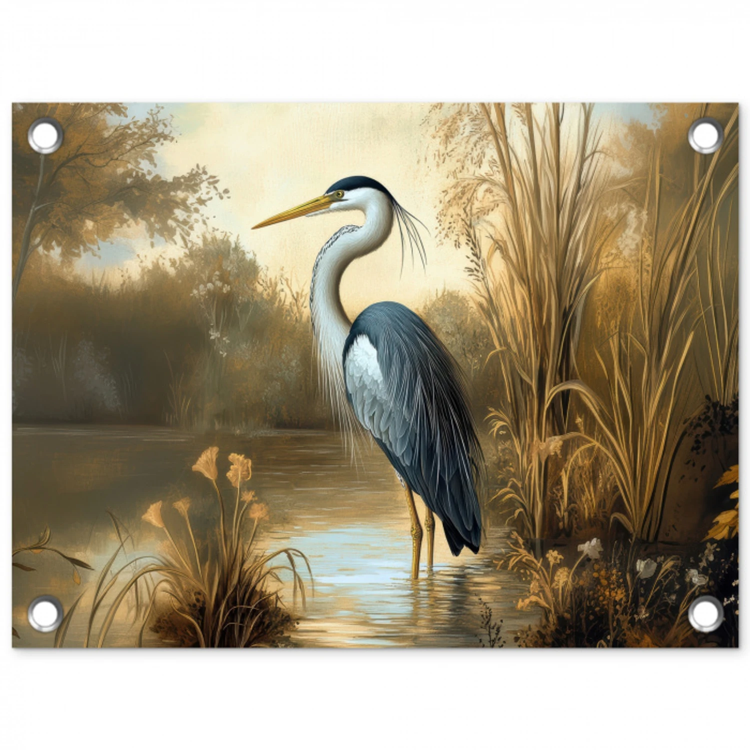 Reiger - Water - Planten tuinposter los doek klein -3d