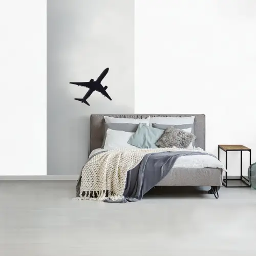 Minimalistisch - Silhouet - Zwart - Vliegtuig fotobehang vinyl groot -slaapkamer