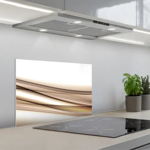 Golven - Abstract - Taupe keuken achterwand spatscherm klein -3d_schuin