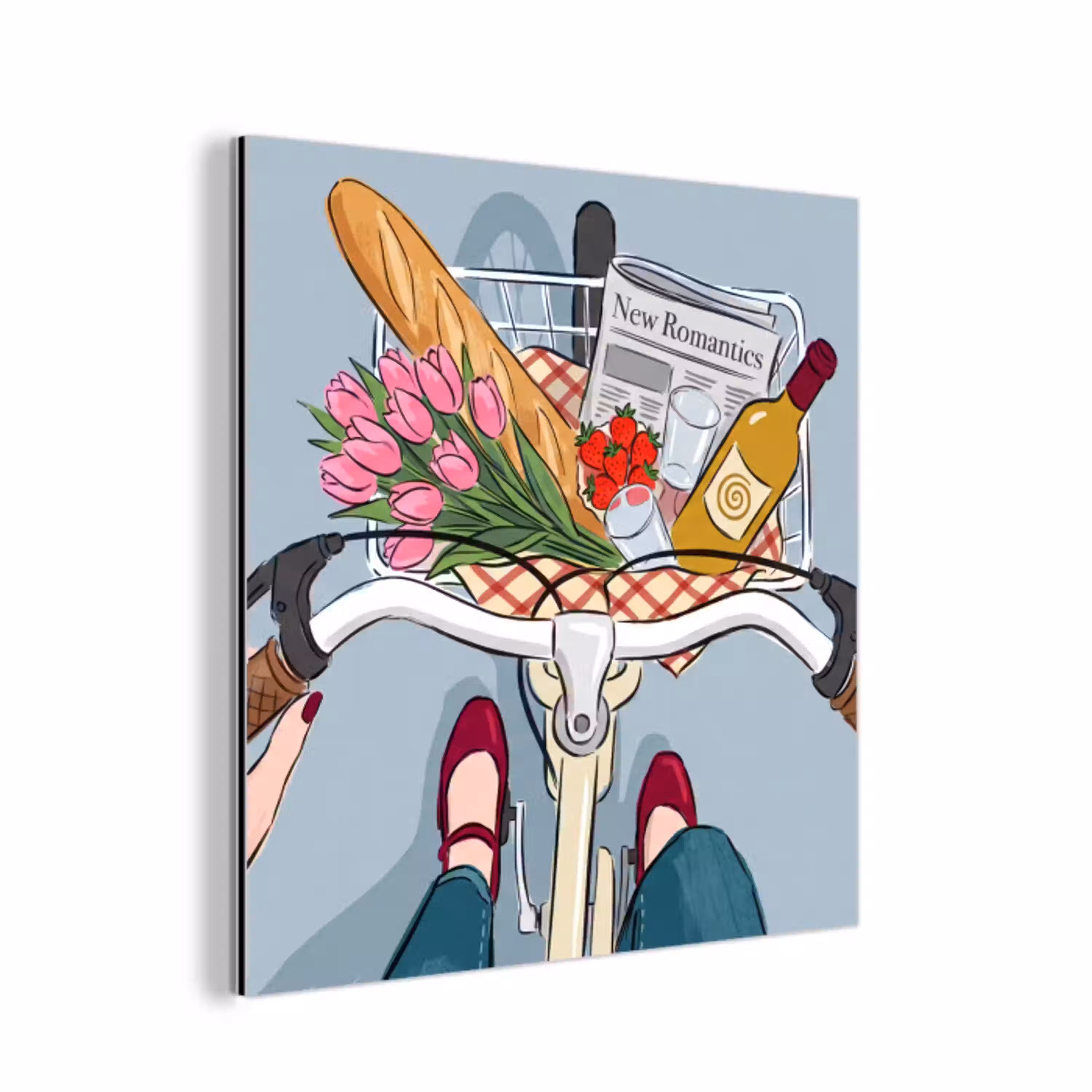 Fiets - Picknick - Zomer - Illustratie aluminium wit klein -3d