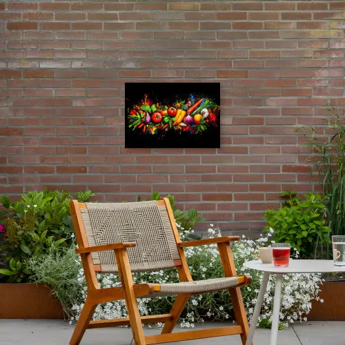 Groente - Eten - Kruiden - Graffiti - Koken Tuinposter op houten frame 2 cm dik klein -sfeer3