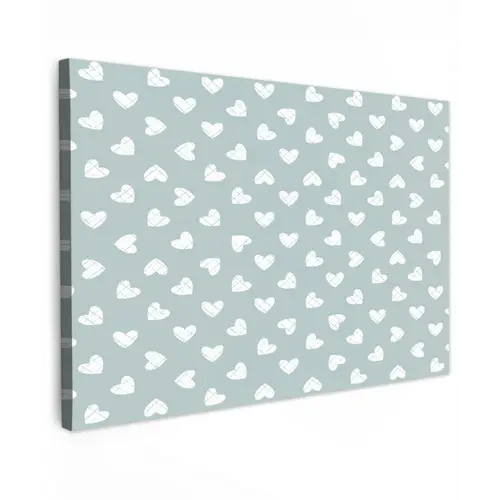 Hartjes - Blauw - Patroon - Strepen Tuinposter op houten frame 2 cm dik klein 845 -3d