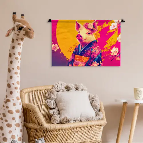 Varken - Bloemkroon - Kimono - Abstract Wandkleed katoen klein -wsfeer5_kind