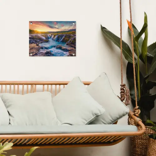 Watervallen in de Ochtendgloren tuinposter los doek klein -sfeer7