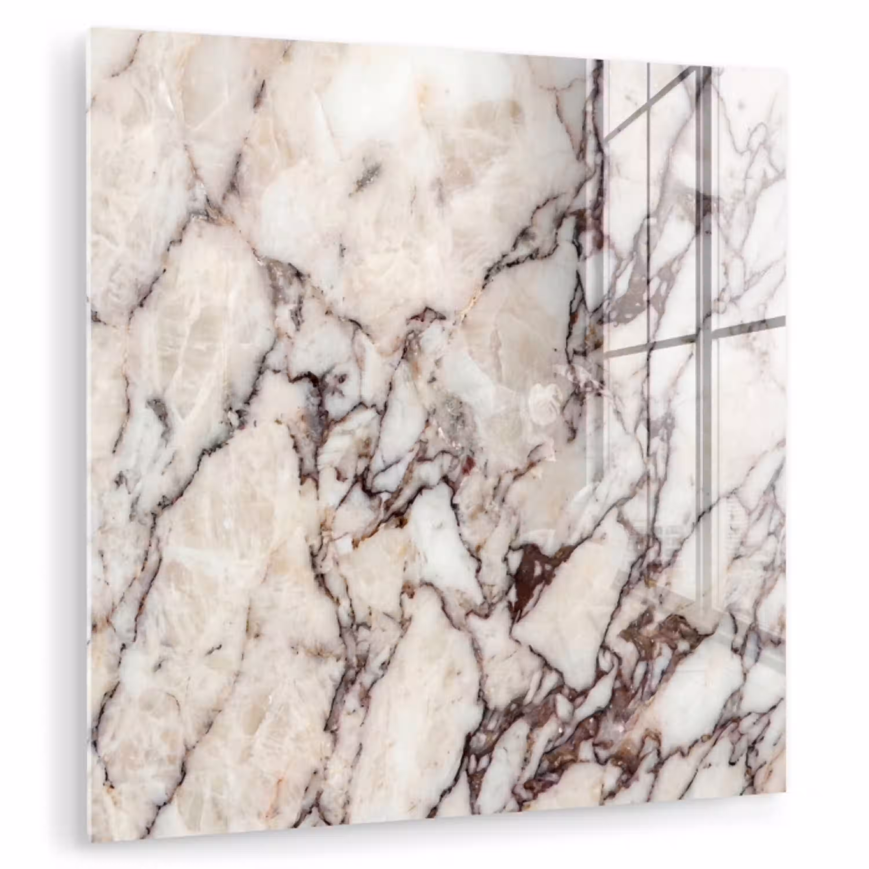 Marmer - Textuur - Abstract - Wit - Bruin plexiglas 5mm klein -zzzproduct_nieuw