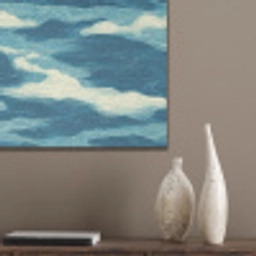 Golven - Abstract - Patroon - Blauw - Wit PET vilt klein 837 -sfeer6_closeup