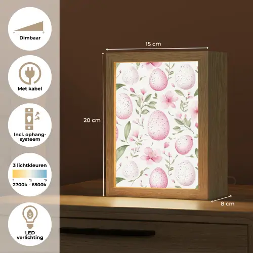 Patroon - Eieren - Roze - Pasen Light Box met kabel (Tafellamp) klein -USP_NL
