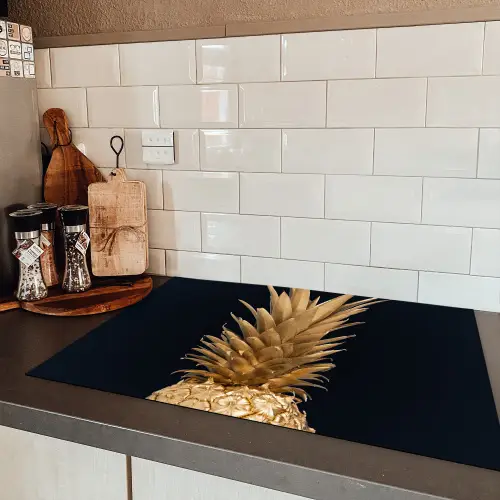 Ananas - Goud - Verf - Zwart - Fruit - Luxe Inductie beschermer vinyl 3mm klein -sfeer3