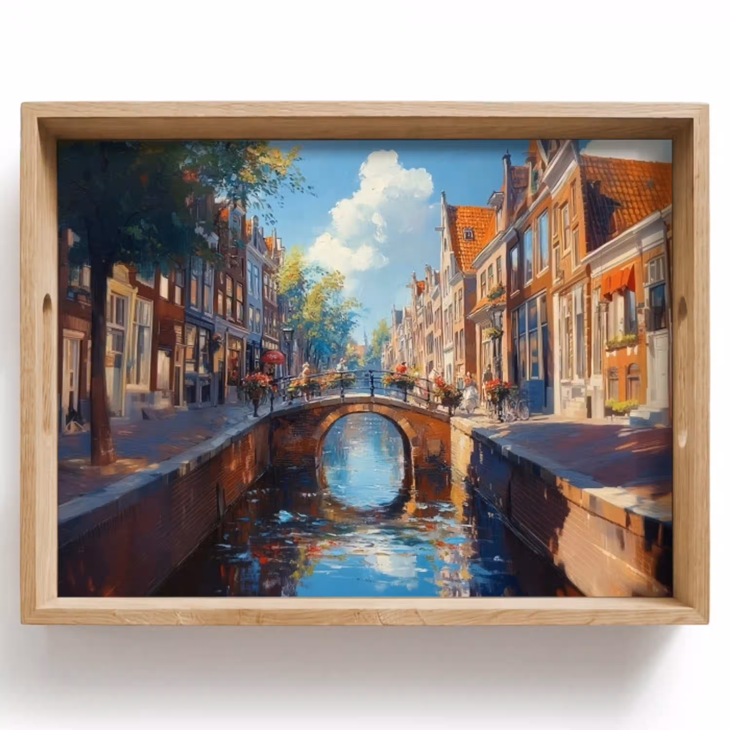 Stad - Gracht - Zon - Fietsen Dienblad Rechthoek middel -z3d_shopping