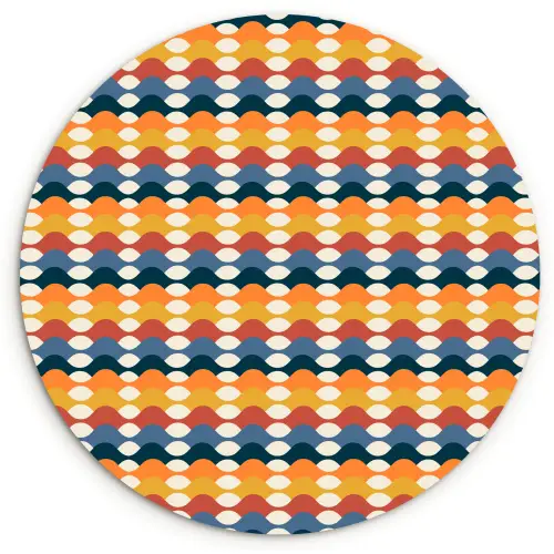 Retro - Disco - Golven Wandcirkel kunststof plaat 5mm dik klein 188 -3d